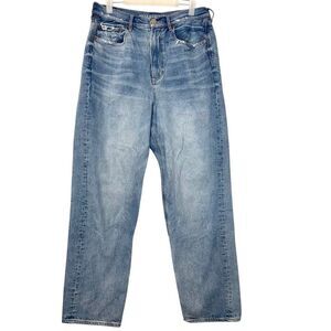 American Eagle Outfitters High Rise Straight Leg Baggy Denim Jeans Blue Size 12